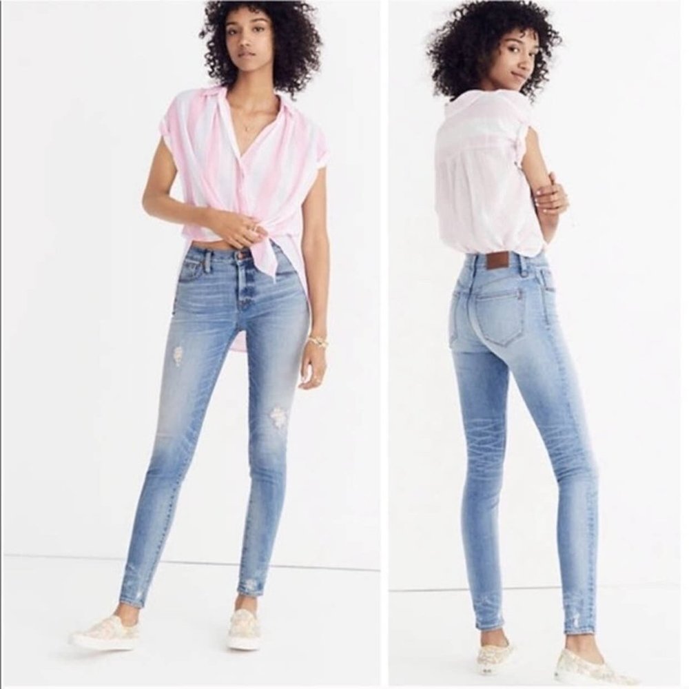 9" High-Rise Skinny Jeans: Destructed-Hem Edition